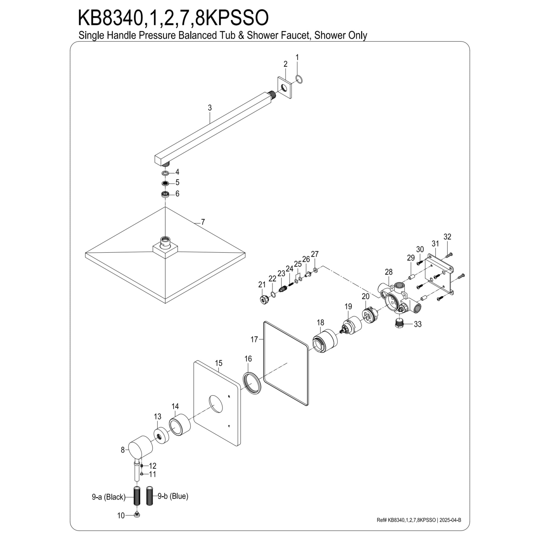 Kingston Brass KB8342KPSSO Verona Single-Handle Pressure Balanced Shower Faucet, Polished Brass