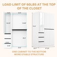 thumbnail image 7 of VINFORM 75" Armoire Wardrobe Closet with Mirror, Wardrobe Armoire with 3 Drawers, 5 Door Wood Armoire Storage with Hanging Rods and Multi-Layer Shelves for Bedroom, Guest Room (White), 7 of 7