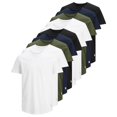 thumbnail image 1 of Jack & Jones Camiseta para Hombre, Paquete de 10 - JJENOA, manga corta, cuello redondo, algodón, color sólido Blanco/Verde/Azul/Negro L (Large), 1 of 6
