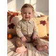 thumbnail image 6 of Loicainy Infant Baby Boys Fall Outfits 3 6 12 18 Months Long Sleeve Lapel Striped Romper Solid Color Pants Clothes Set, 6 of 9