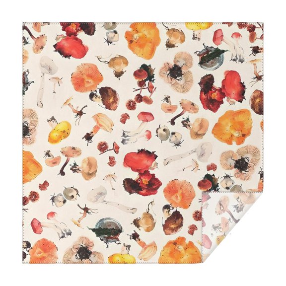 Colorful Mushroom Watercolor White Pattern Square Tablecloth,Waterproof Square Table Cover,Wipeable Spillproof Washable Table Cover for Home Kitchen Party Decor 42"X42"(107x107cm)