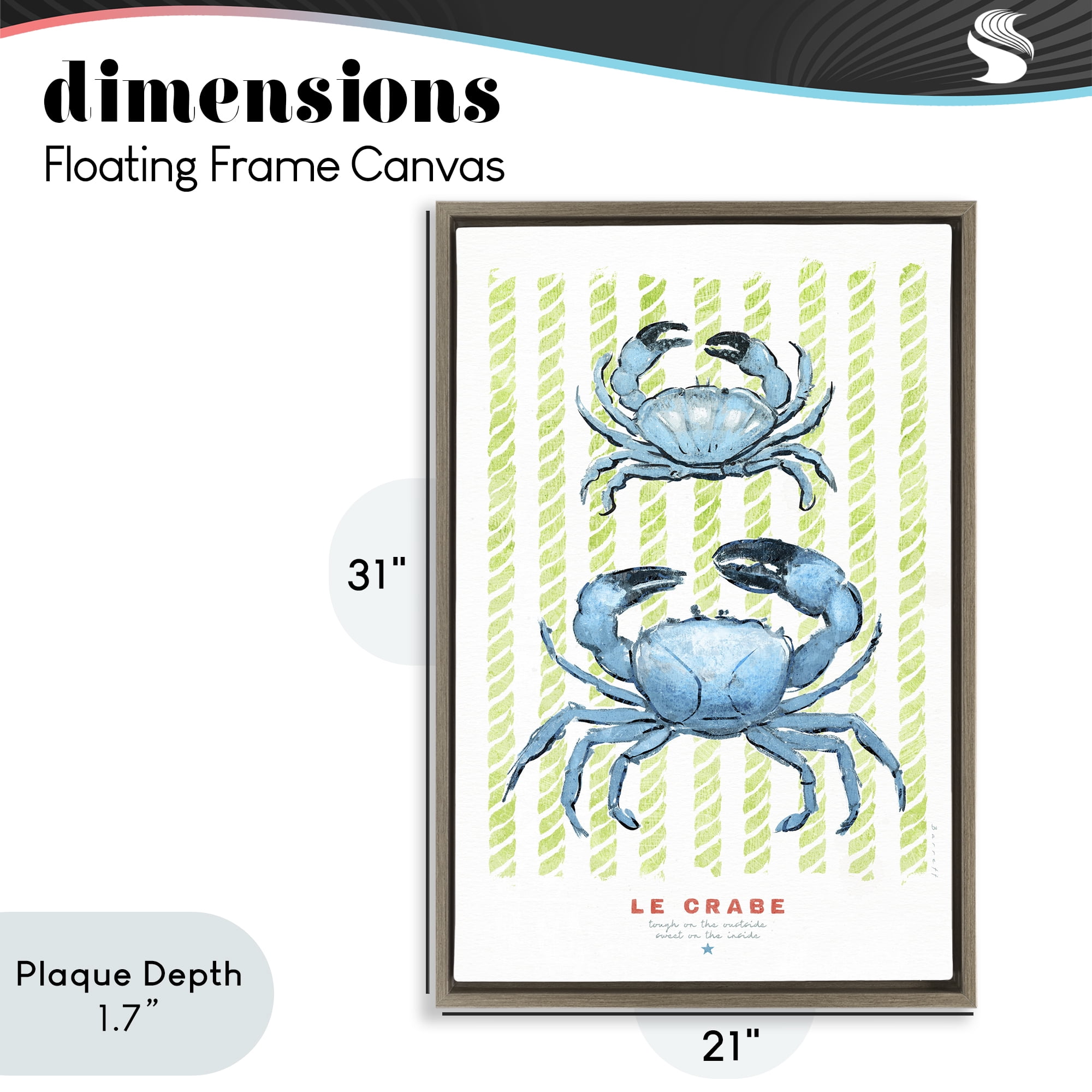 Stupell Industries Modern Bistro Crabs Brown Framed Floater Canvas Wall Art, design by Chad Barrett