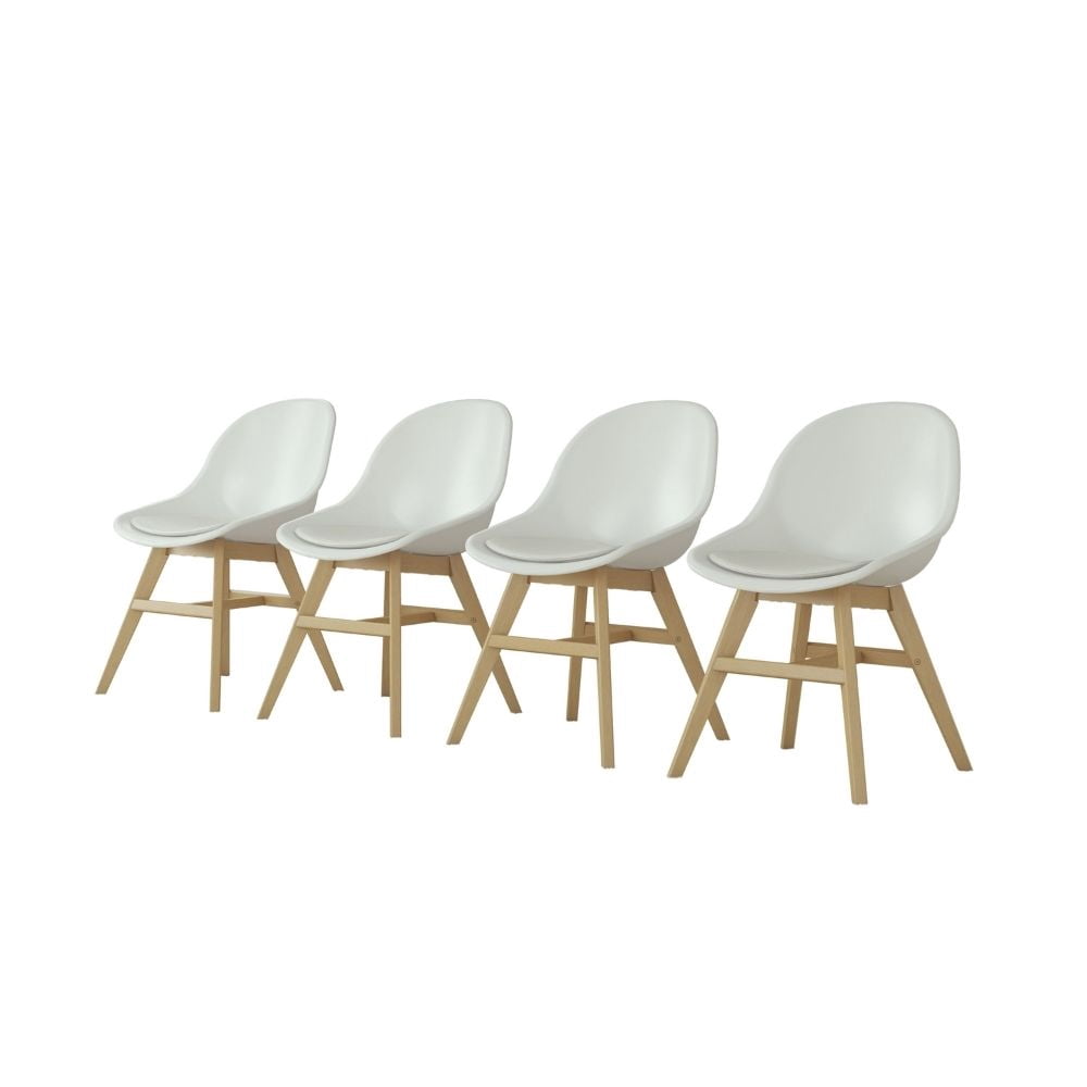 Midtown Concept Barrow 4-Piece Indoor Chair Set | Eucalyptus Wood | Ideal for Indoors