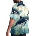 thumbnail image 3 of Whale Men's Short Sleeve Button Down Poplin Hawaiian Shirt for Summer Beach, Casual Printed Unisex Style, 3 of 6