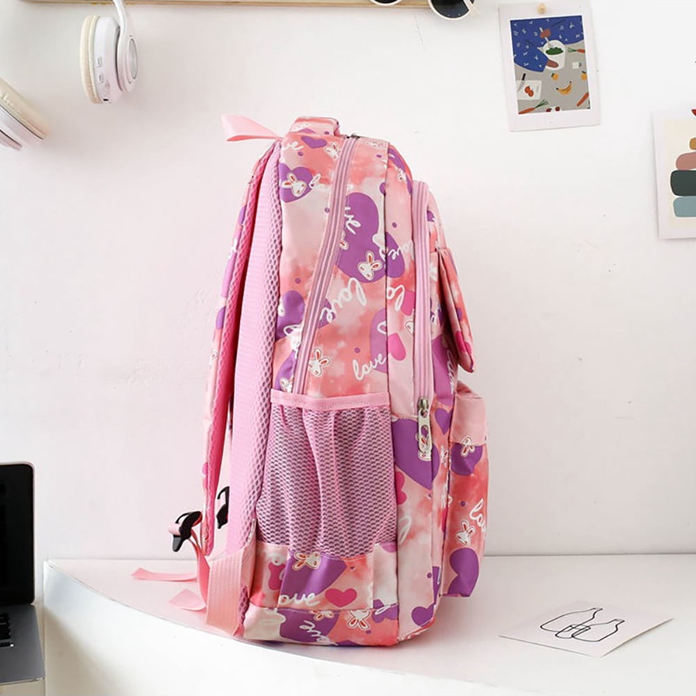 Tyethy Girls School Backpack with Lunch Bag, Cute School bag Middle Bookbag, Lightweight Primary Students Bag, Daily Use, Pink