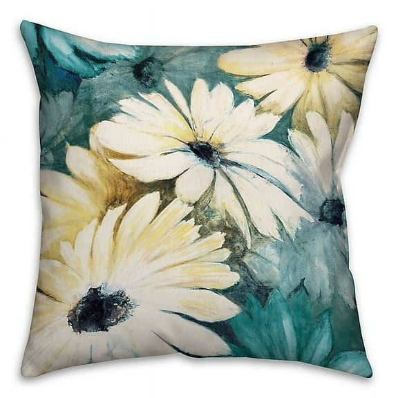 Creative Products Blue and Yellow Daisies Spun Polyester Throw Pillow - 18x18