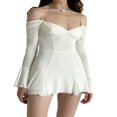 thumbnail image 2 of PENGXIANG Femmes Fée Smocked Mini Robe Volant Puff Manches sur Épaule Courte Aline Robe Y2k Parti Porter Vert S, 2 of 6