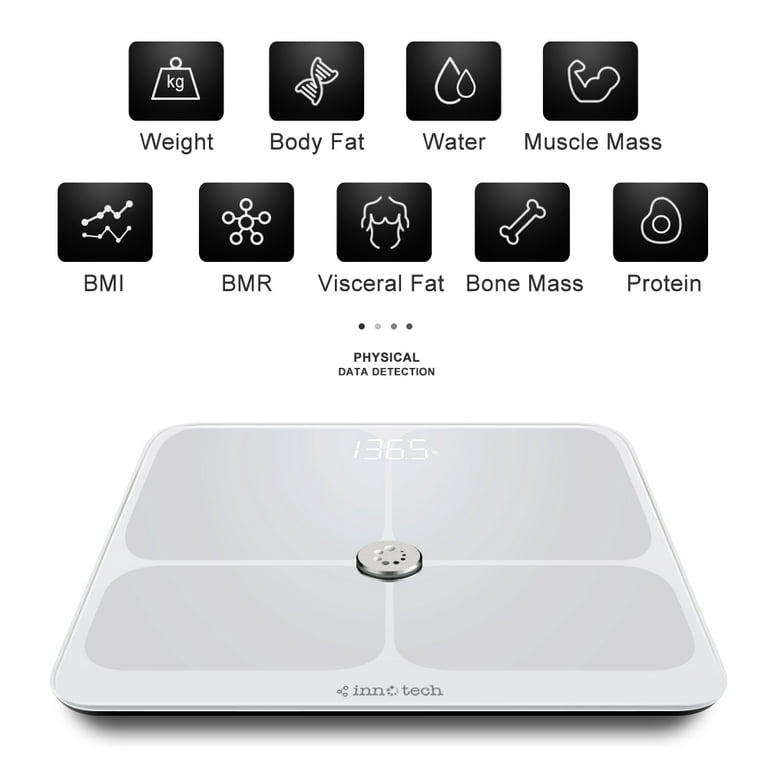 Innotech Smart Bluetooth Body Fat Scale Digital Bathroom Weight Weighing  Scales Body Composition BMI Analyzer & Health Monitor with Free APP,  Compatible with Fitbit, Apple Health & Google Fit 