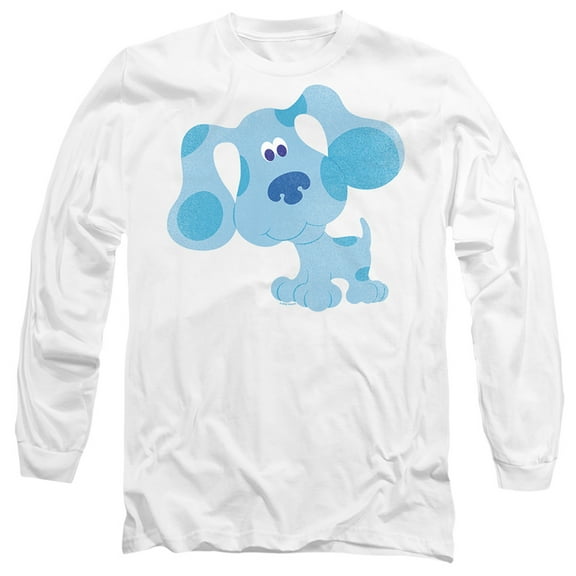Blue's Clues Blue Hug Unisex Adult Long-Sleeve T Shirt (Medium) White