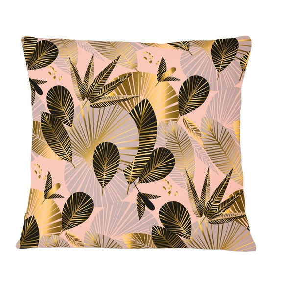 Designart Golden Foliage III' Mid-Century Modern Throw Pillow - 12x20