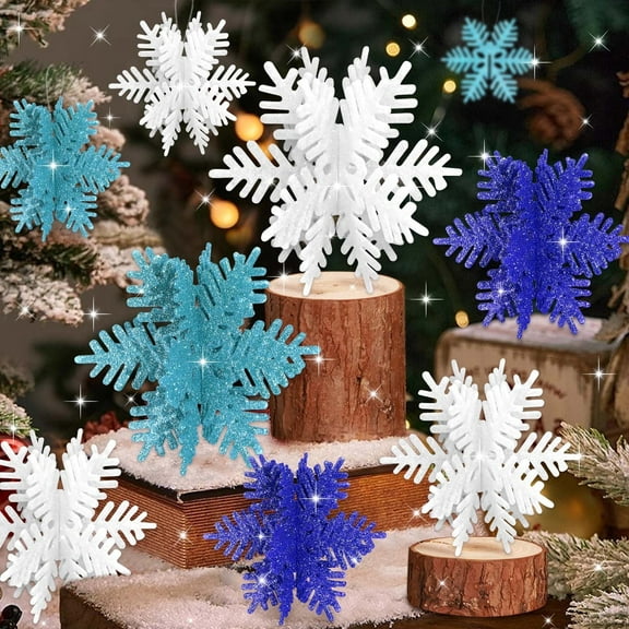 Ayieyill 8 Pcs Snowflake Decorations Christmas, Winter 3D Snowflake Christmas Tabletop Decor