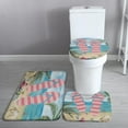 thumbnail image 4 of Summer Beach Flip Flops Bath Rug Sets 3 Piece Tropical Coconut Palm Tree Starfish Ocean Sea Bath Mat Soft Non Slip Water Absorbent U-Shaped Contour Toilet Mat, Toilet Lid Cover, 4 of 6