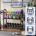 thumbnail image 3 of Gijjgole 3 Tier Adjustable Dumbbell Rack-Heavy-Duty 450LB Capacity Weight Storage Stand for Dumbbells, Space-Saving Weight Rack for Home Gym Organizer (Rack Only), 3 of 7