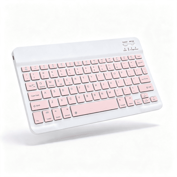 GJX Bluetooth Keyboard for Ipad, Rechargeable Slim Portable Wireless Keyboard for Ipad Tablets, Compatible for All Ios/Windows/Android System Devices-Pink Bluetooth Keyboard for Ipad