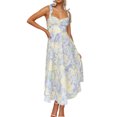 thumbnail image 2 of Vestido Vestido a media pierna con estampado de tirantes con cuello en V y cintura delgada de verano Cgtredaw Para estrenar, 2 of 5