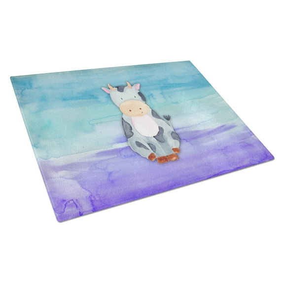 Caroline's Treasures Cow Watercolor Glass Cutting Board Large