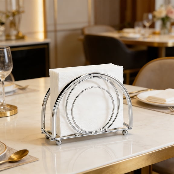 5.1 Inch Half Circle Clear Vertical Paper Stand, Tissue Holder Napkin Dispenser Rack,Decorative Upright Tabletop Organizer, for Home Kitchen and Bathroom