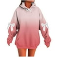 thumbnail image 2 of ylioge S-5X Womens Plus Size Hoodies with Front Pocket Fleece Lined Sweatshirts Bowknot Long Sleeve Pullover Gradient Printed Drop Shoulder Tops, 2 of 5