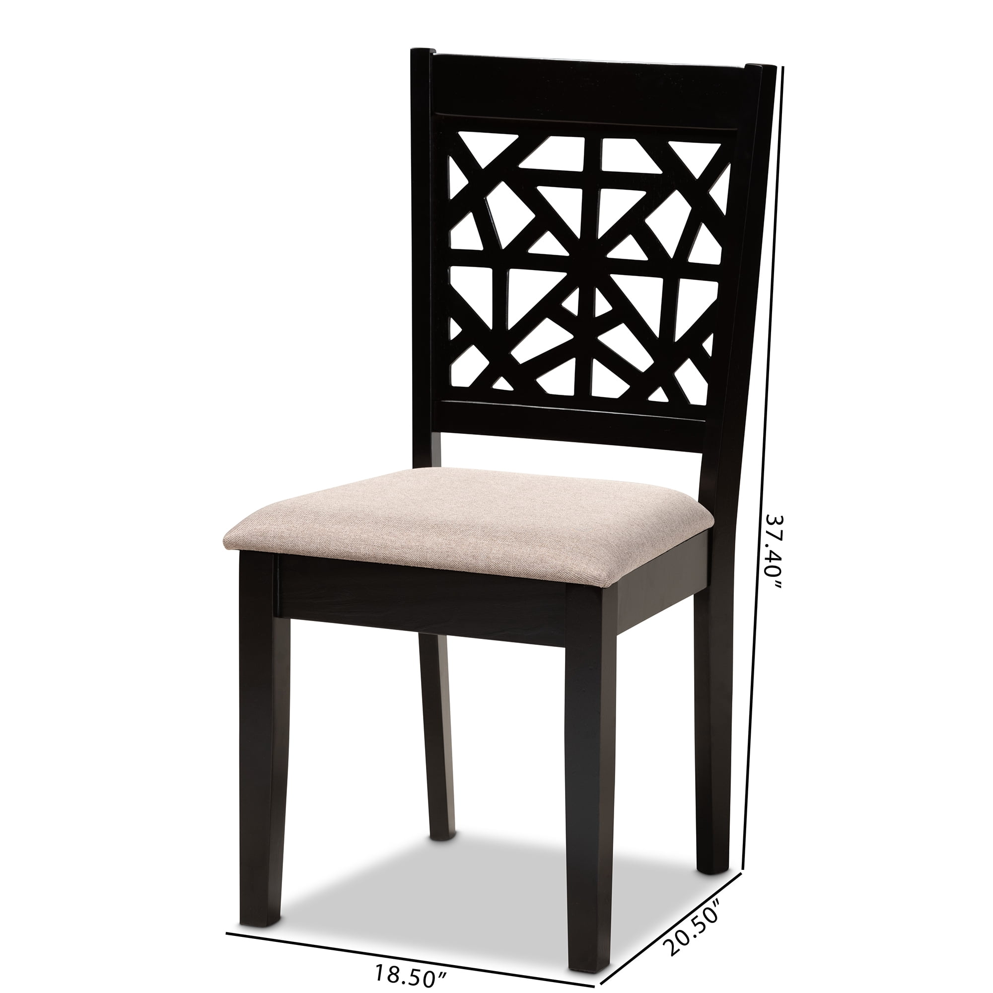 Baxton Studio Jackson Modern and Contemporary Sand Fabric Upholstered and Espresso Brown Finished Wood 4-Piece Dining Chair Set