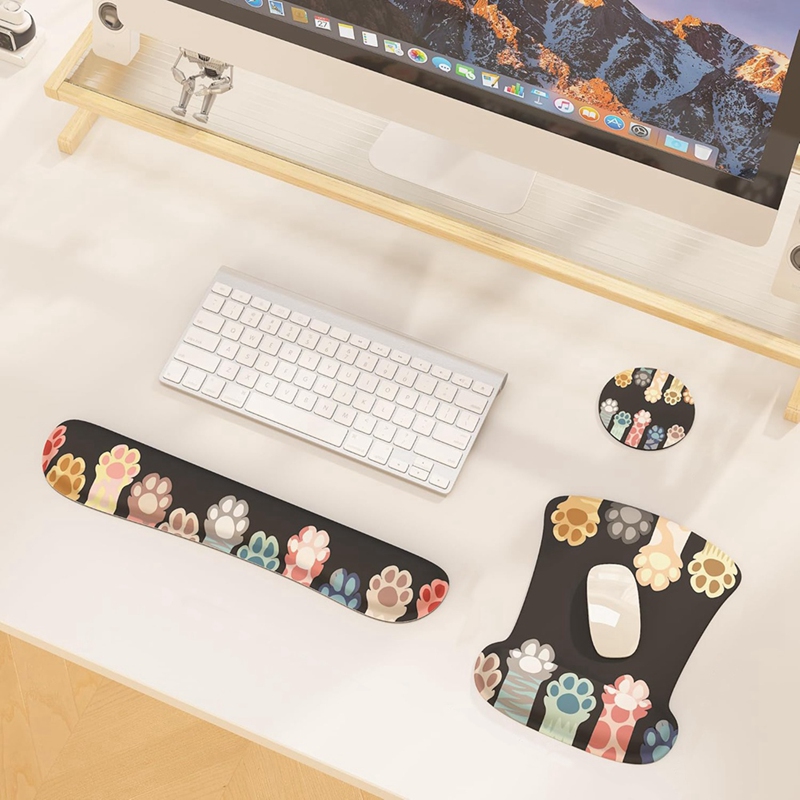 Mouse Pad Sets with Keyboard Wrist Rest Support, Memory Foam Keyboard Set Mousepad with Wrist Rest