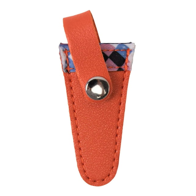 Funda Protectora de Cuero Sintético para Tijeras de Manualidades, 8 X 3 Cm, Elegante Estuche de Almacenamiento para Tijeras de Bordar Y Coser. Naranja