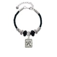 thumbnail image 2 of Delight Jewelry Silvertone Pebble Border Initial - R Lil Sister Celtic Knot Leather Bead Bracelet, 7"+2" Extender, 2 of 4