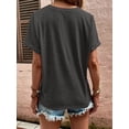 thumbnail image 3 of Cuteduck Womens Tshirts V Neck Short Sleeve Buttons Tops Tee Solid Color Blouse Loose Fit S-2XL, 3 of 4