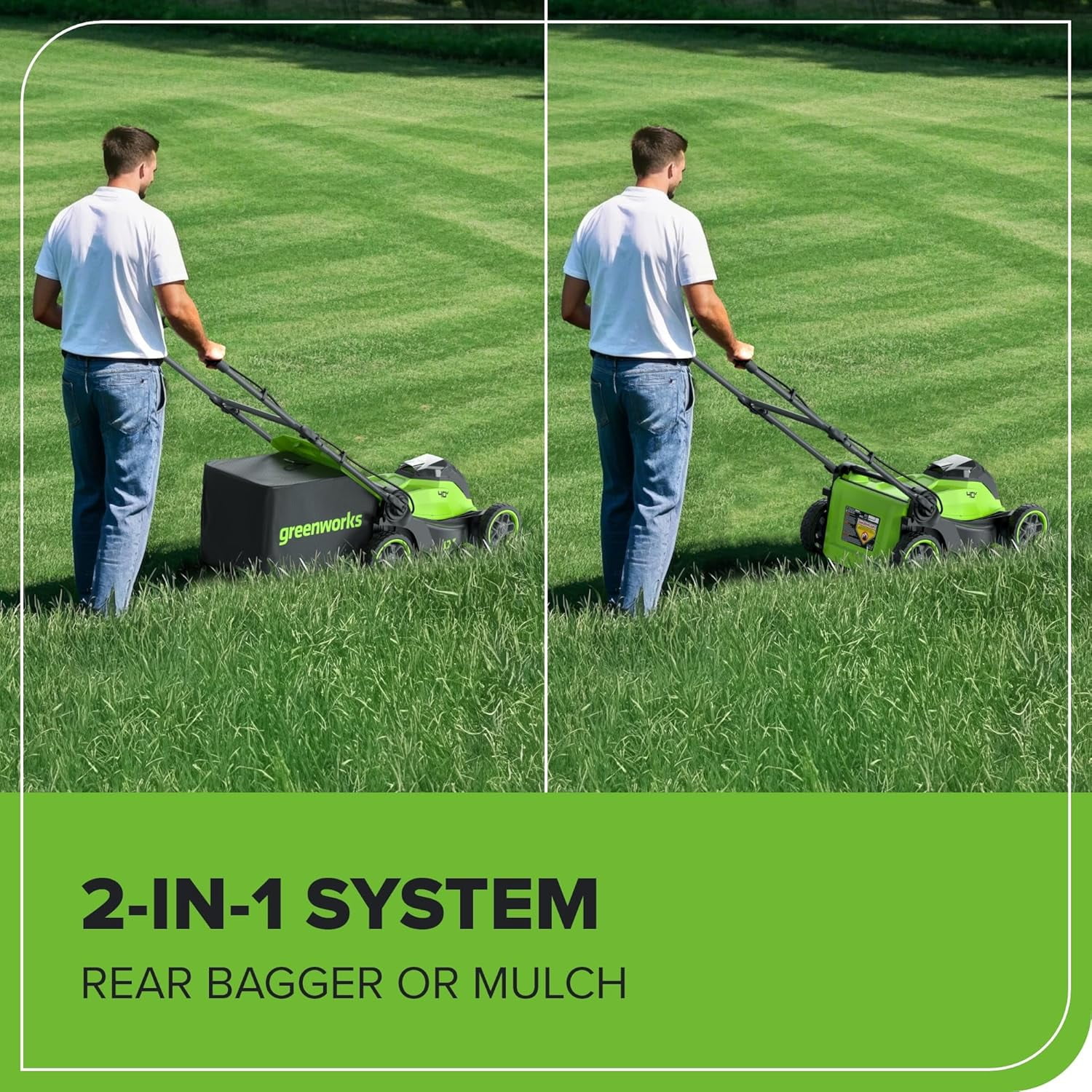 Greenworks 40V 17" Cordless Lawn Mower – Brushless Motor, 4.0Ah Battery & Charger (75+ Compatible Tools), 2-in-1 Mulch/Bag