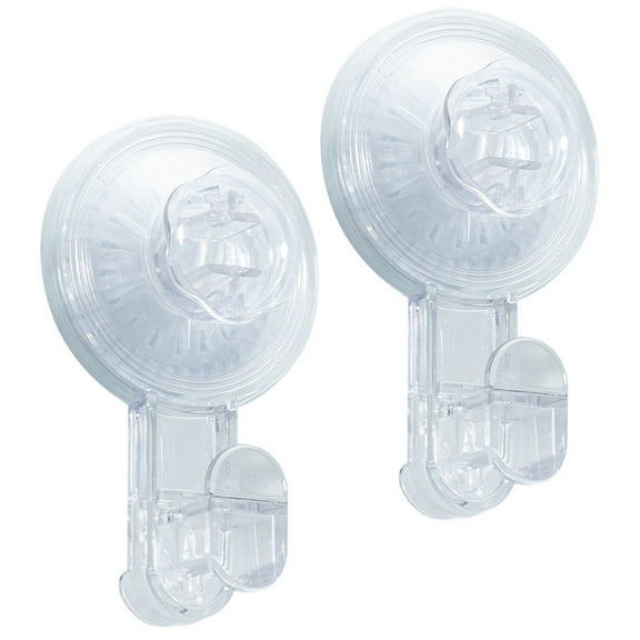 MAINSTAYS POWERFUL REMOVABLE AND REUSABLE VACUUM SUCTION CUP HOOKS-2 PACK, CLEAR
