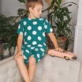 thumbnail image 4 of Balery Teal And White Polka Dot Conjunto de Pijama Infantil de Manga Corta con Estampado – Ropa de Dormir de Algodón Suave-4X-Large, 4 of 6