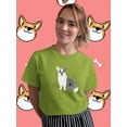 thumbnail image 2 of Monochrome Corgi Watercolor T-Shirt Women -Image by Shutterstock, Female x-Large, 2 of 4
