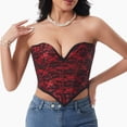 thumbnail image 3 of Kilaqueen Women's Brocade Corset Top, Strapless Sweetheart Bustier with Boning, Vintage Going Out Top for Parties and Costumes, 3 of 5