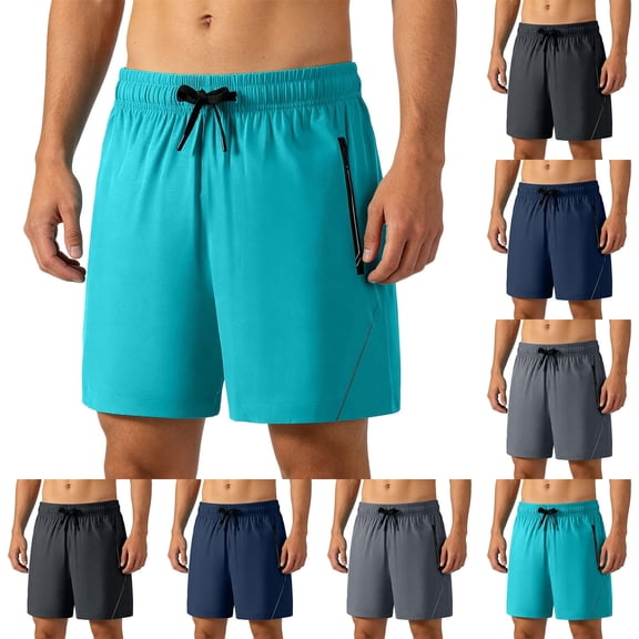 EOYWHK Workout Shorts for Men with Pockets Elastic Waist Mens Active Shorts Soft Lightweight Breathable for Workout Training Outdoor Sports Black, Size L