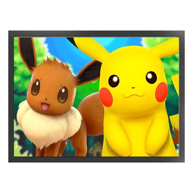 Cuadros Decorativos Bordado completo Hilo de algodón ecológico 11CT Impreso Eevee Pikachu Kit de punto de cruz Tmvgtek embutido en tela