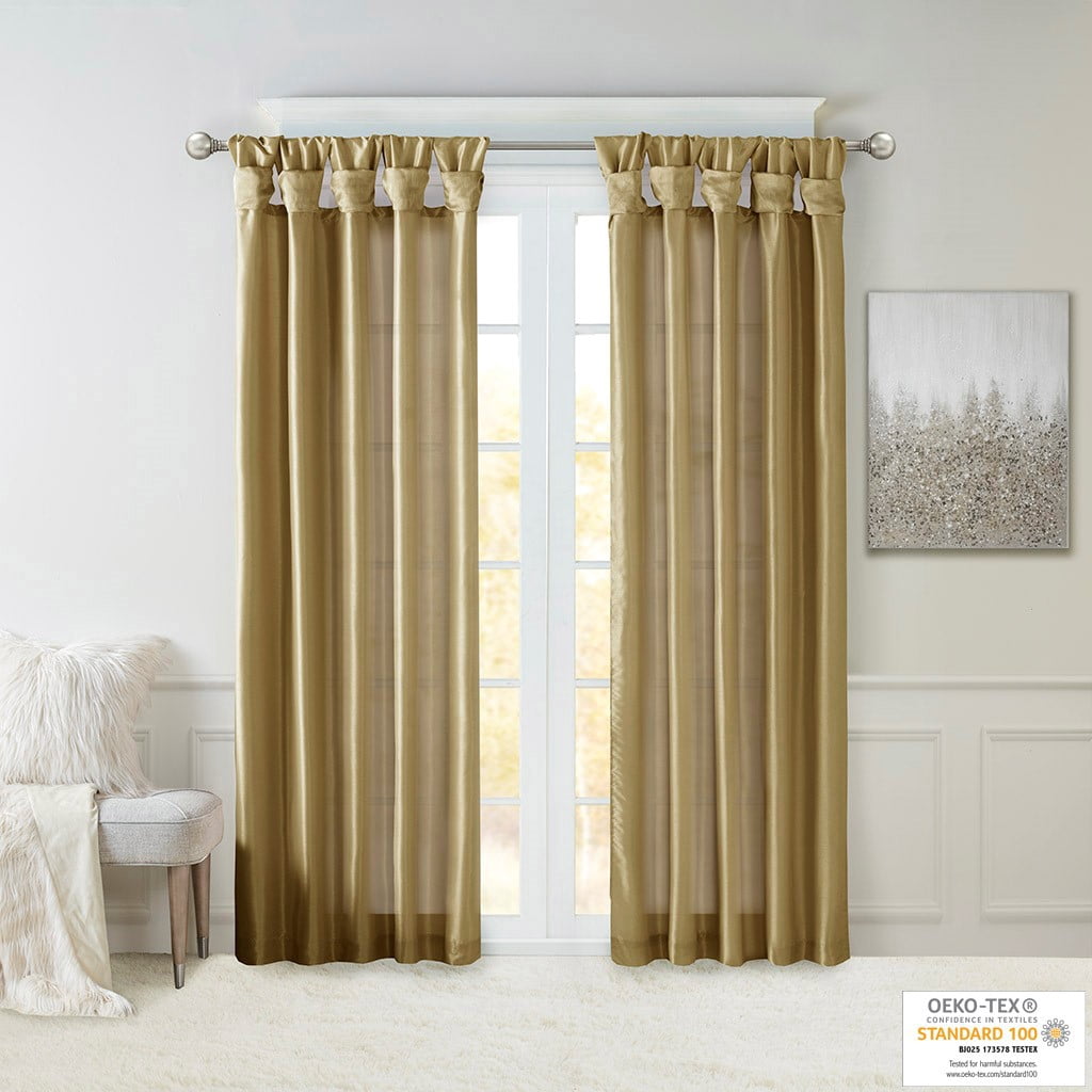 MAYEERTY 50x95" Twist Tab Lined Window Curtain Panel Bronze