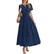 thumbnail image 5 of Vestido midi maxi informal de verano para mujer: vestido boho de playa con mangas cortas, cuello en V, cintura elástica y bolsillos - S-XXL, 5 of 5