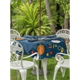 thumbnail image 3 of Outdoor Tablecloth with Umbrella Hole for Patio/Picnic/Party/Camping, Navy Blue Sports Waterproof Table Cloth Round Cover Washable, Football Basketball Rugby Baseball (Dia 60"), 3 of 8