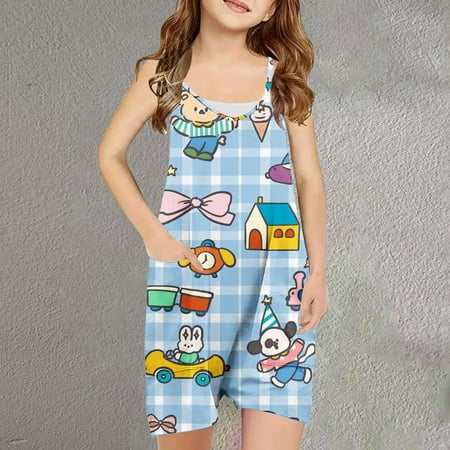 

Bnwani Jumpsuits For Kid Shorts Rompers For Baby Girls Clearance Spaghetti Straps Sleeveless Cropped Toddler Jumpsuits 130 (7 T)