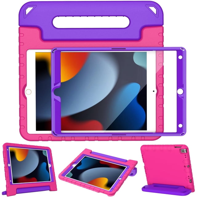 Funda LTROP Kids para iPad 9ª, 8ª y 7ª generación de 10,2 pulgadas, rosa y morado