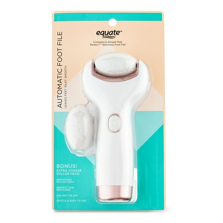 Equate Electric Foot File with Extra Coarse Roller Head for Foot Care Including Callus Removal & Smoothing, Wet or Dry, 1 Count, Compare to Amope Pedi Perfect® Electronic Foot File