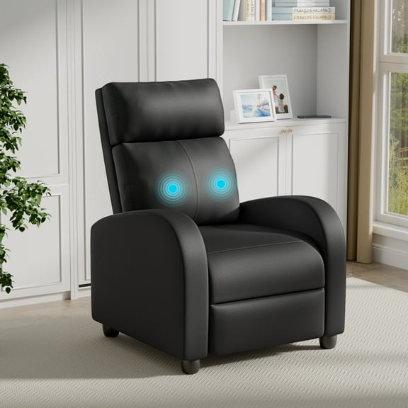 Lumihaven Massage Recliner Chair with Remote Control Single Sofa with PU Leather Space-Saving Design for Living Room & Bedroom