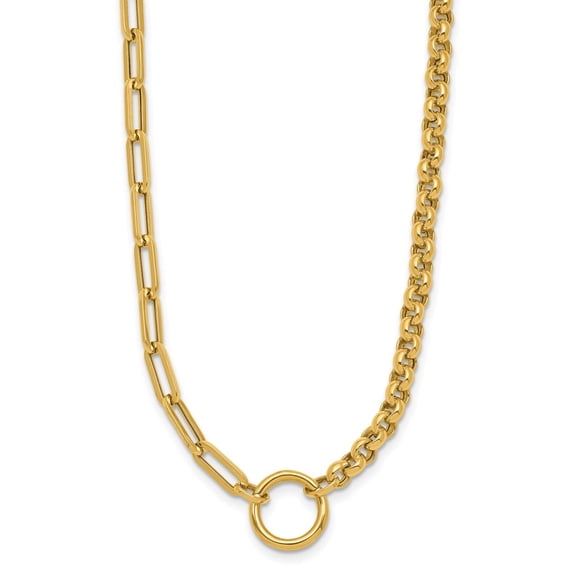 Diamond2Deal 14K Yellow Gold Polished Rolo / Paperclip Link Lariat Necklace for Women 16"