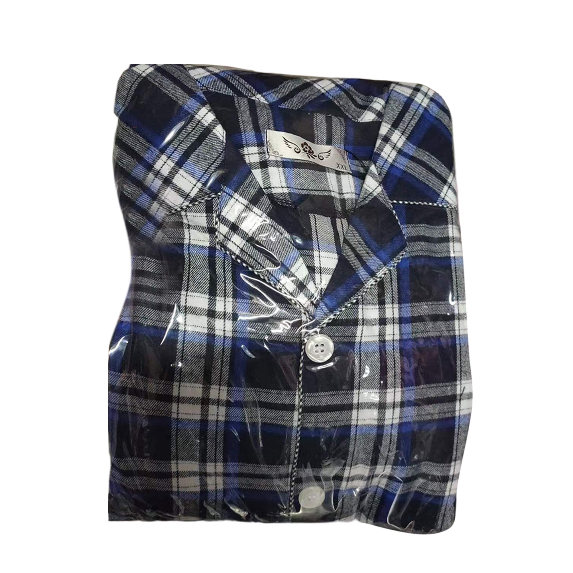 UKAP Men Flannel Pajamas Sets Lapel Sleepwear 2 Pieces Outfits Nightwear Baggy Home Clothes Pjs Big Blue Stripe 3XL Walmart