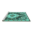 thumbnail image 2 of Ahgly Company Machine Washable Indoor Rectangle Medallion Turquoise Blue Traditional Area Rugs, 2' x 4', 2 of 4