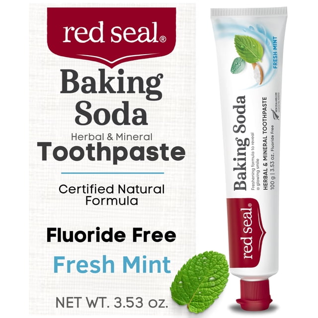 Pasta de dientes Red Seal con bicarbonato de sodio, hierbas y minerales veganos, 100 ml