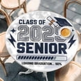 thumbnail image 2 of Blue Grey Graduation Season Round Tablecloth, Fitted Table Cover with Elastic for 36"-44" Round Tables, Funny Words Modern Art Table Cloth Outdoor Indoor Dinning Party Waterproof Tablecloths, 2 of 7