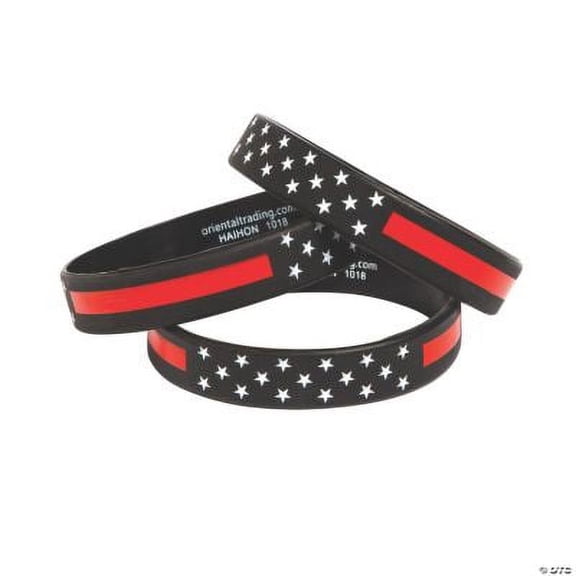 Thin Red Line Rubber Bracelet - Jewelry - 12 Pieces