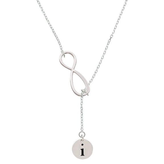 Delight Jewelry Silvertone Disc 1/2'' Initial - i - Silver tone Elegant Infinity Lariat Necklace