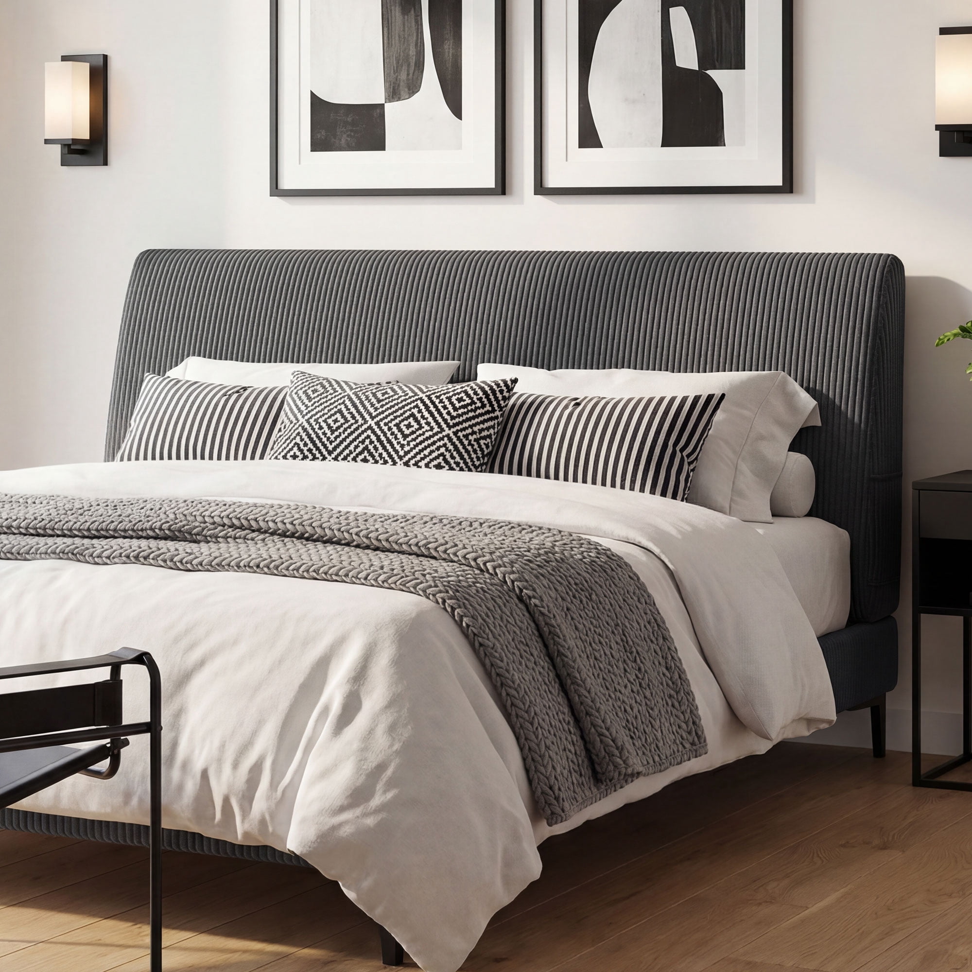 JONPONY Simple Upholstered Headboard for Queen Size Bed, Height Adjustable and Ergonomic Headboard,Easy Assemble, Sturdy and Durable,Grey
