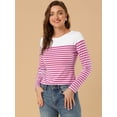 thumbnail image 2 of INSPIRE CHIC T-Shirt à Manches Longues Rayé à Blocs de Couleur d'Halloween pour Femme X-Grand Fuchsia, 2 of 6